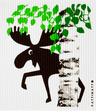 Moose Behind Birch Tree Medium Size