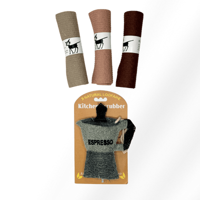 Coffeehouse Neutrals Dishcloth and Loofah Bundle