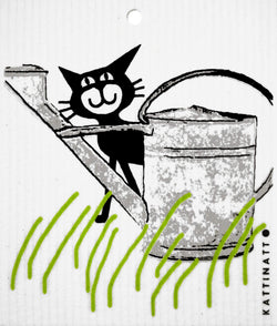 Cat Behind Watering Can