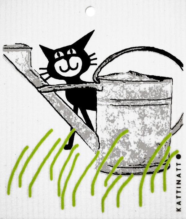  swedethings-cad dishcloth Cat Behind Wateringcan