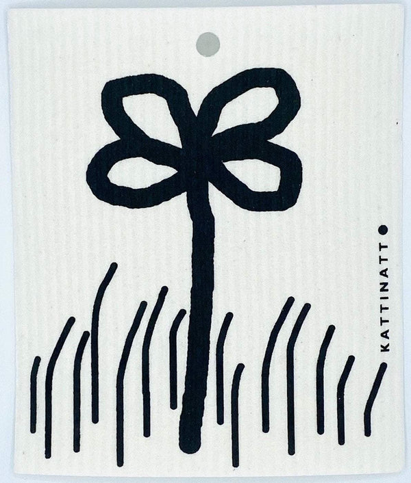 Four-Leaf Clover in Grass Black