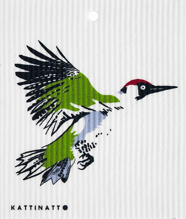 swedethings-cad dishcloth Green Woodpecker Regular Sized