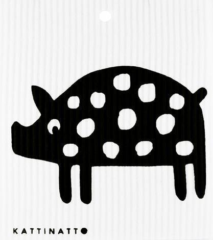  swedethings-cad dishcloth Pig Black Polkadots