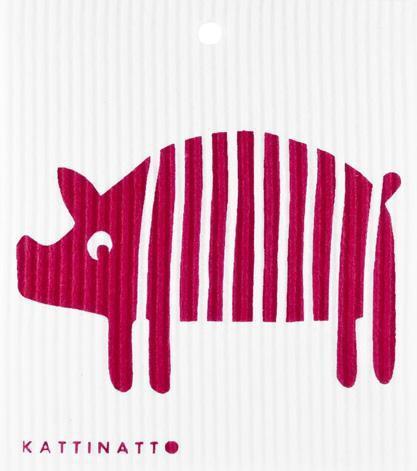  swedethings-cad dishcloth Striped Pig Red