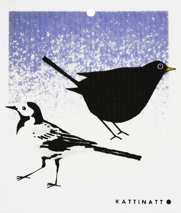  swedethings-cad dishcloth Wagtail and Blackbird